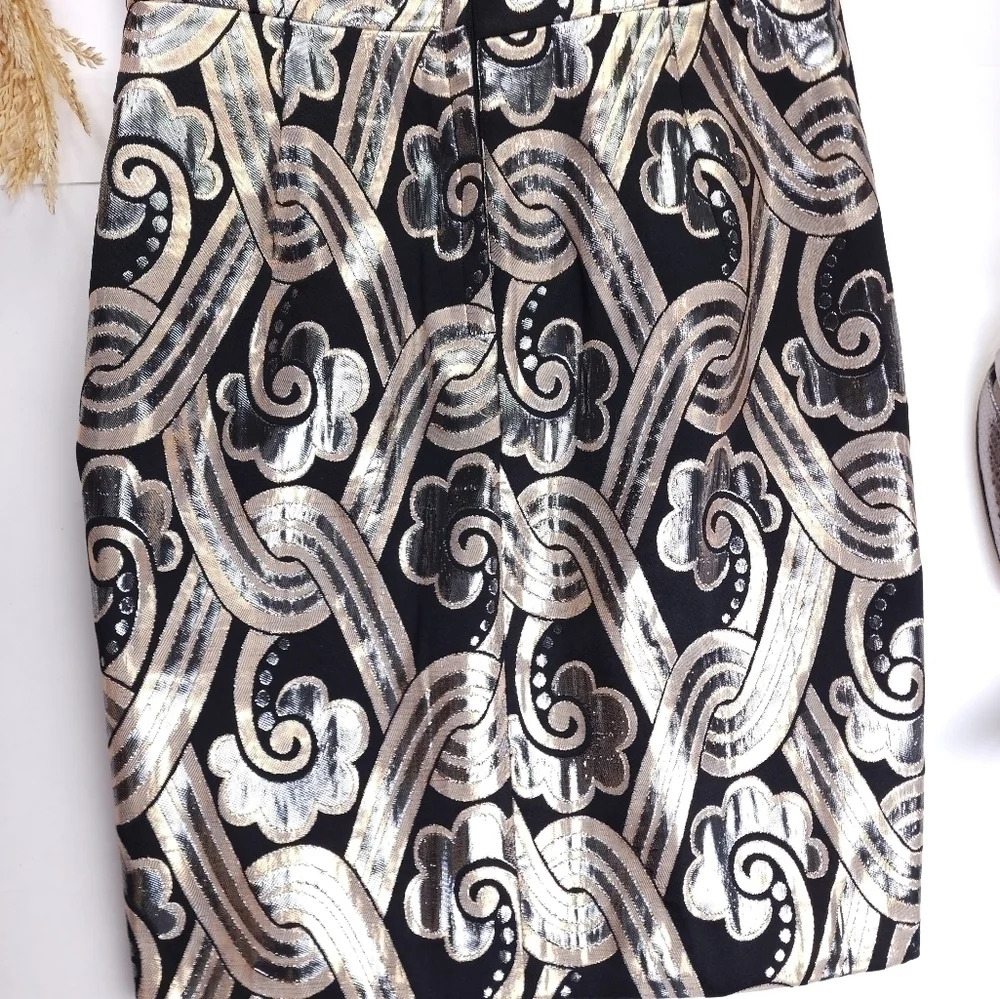 Lilly Pulitzer Black Gold Silver Beaded Halter Top Strappy Back Dress Sz… - Picture 4 of 14